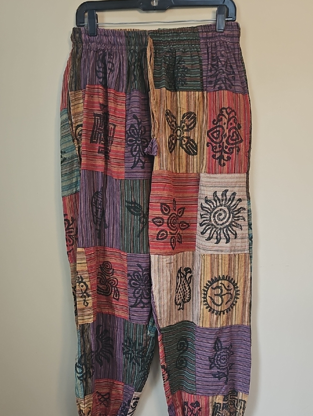 My Choice Multicolor Striped  Patchwork Bohemian Festival Comfy Cotton Pants